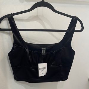 black leather crop tank